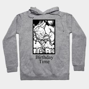 Cat and Mouse Birthday - Birthday Time - Black Outlined Version Hoodie